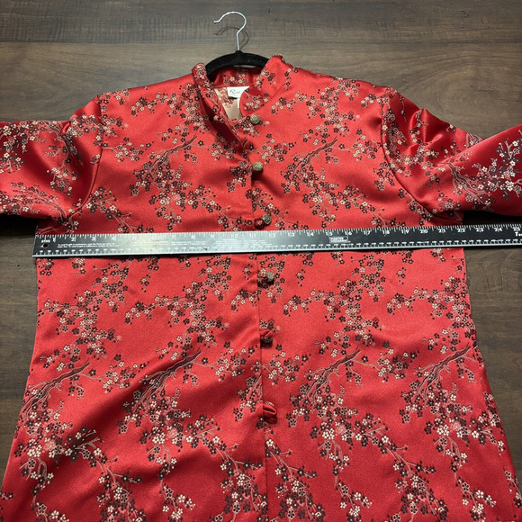 Vtg 80s Saks Ruth Norman NY Womens Jacket Size Med Asian Cheongsam Style Red USA - Picture 13 of 15